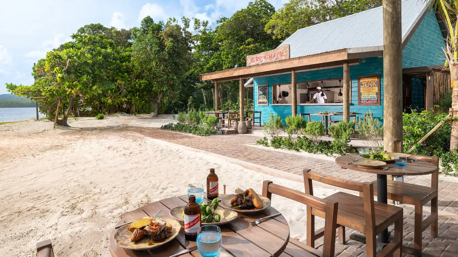 Modern Caribbean fusion cuisine with craft cocktails at Sandals Dunn's River restaurant